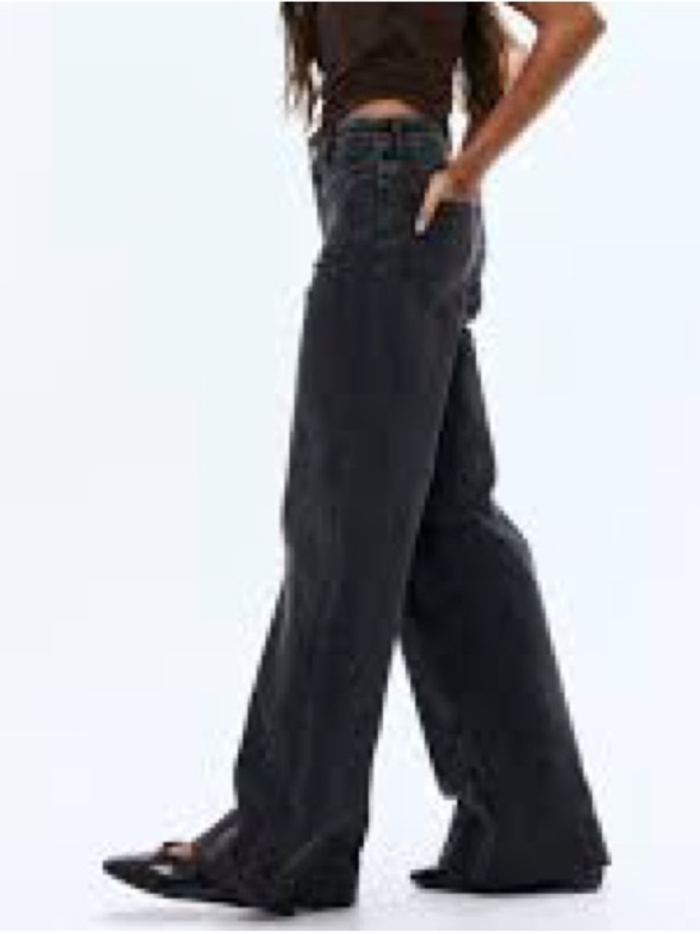 H&M Black Wide-Leg High-Rise Jeans